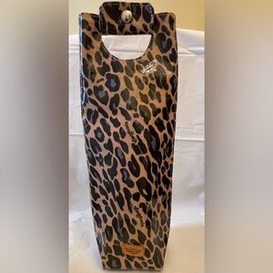 Consuela Leopard Print Wine Tote Carrier Glossy Coated Canvas Single Bottle Bag